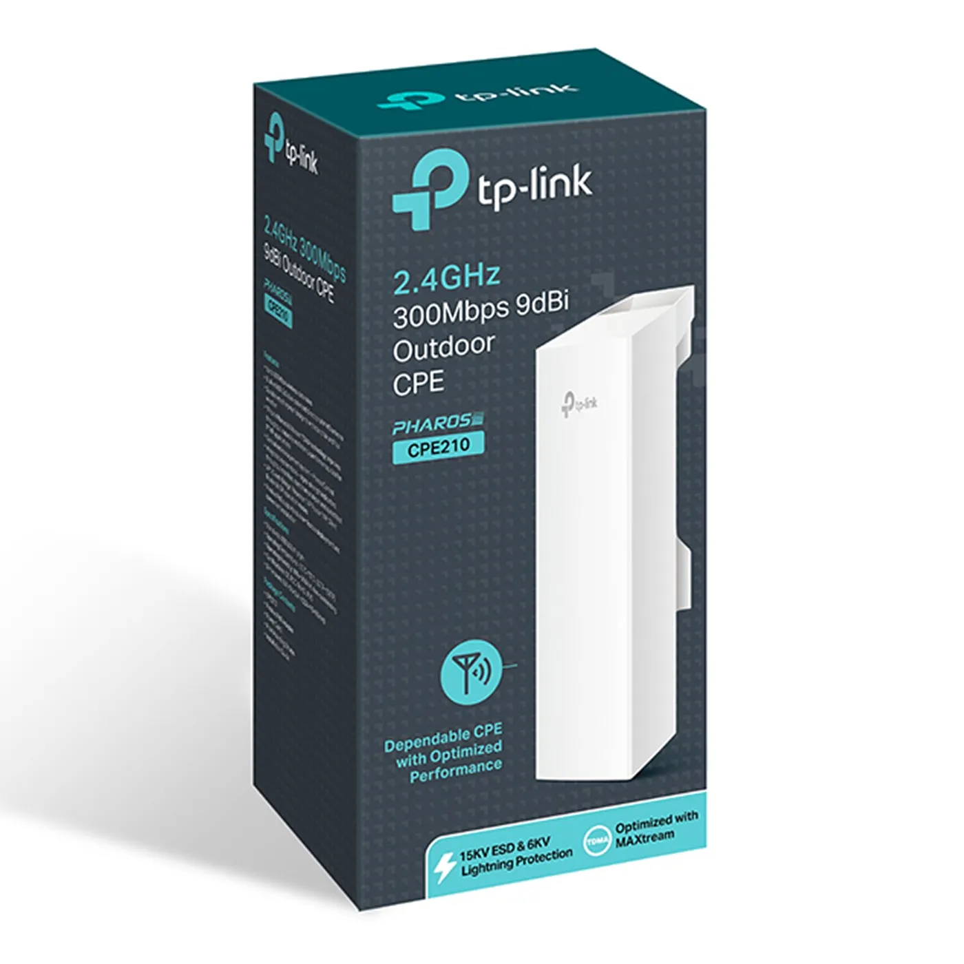 [020015] [CPE210] TP-Link - Punto de Acceso CPE Inalambrico de Exterior/Interior de 9dBi en 2.4GHz a 300Mbps