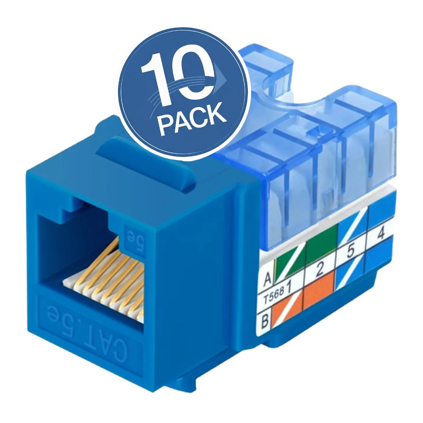 [020049] [WP-KRJ-C5EBLUE-10UND] Wireplus - Conector Keystone Jack Coupler RJ45 CAT5e (Categoria 5e) (Azul) [10 Unidades]