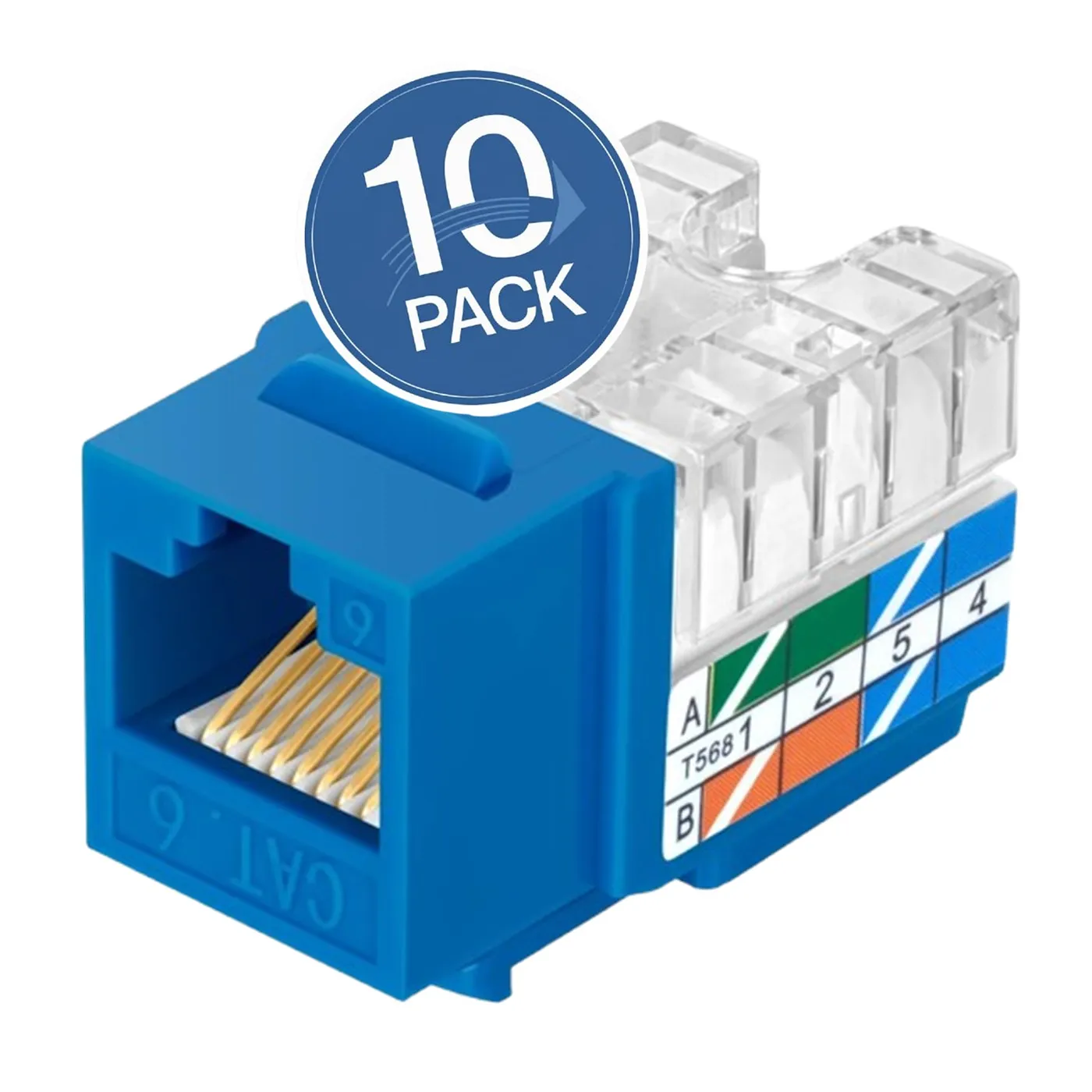 [020051] [WP-KRJ-C6BLUE-10UND] Wireplus  - Conector Keystone Jack Coupler RJ45 CAT6 (Categoria 6) (Azul) [10 Unidades]
