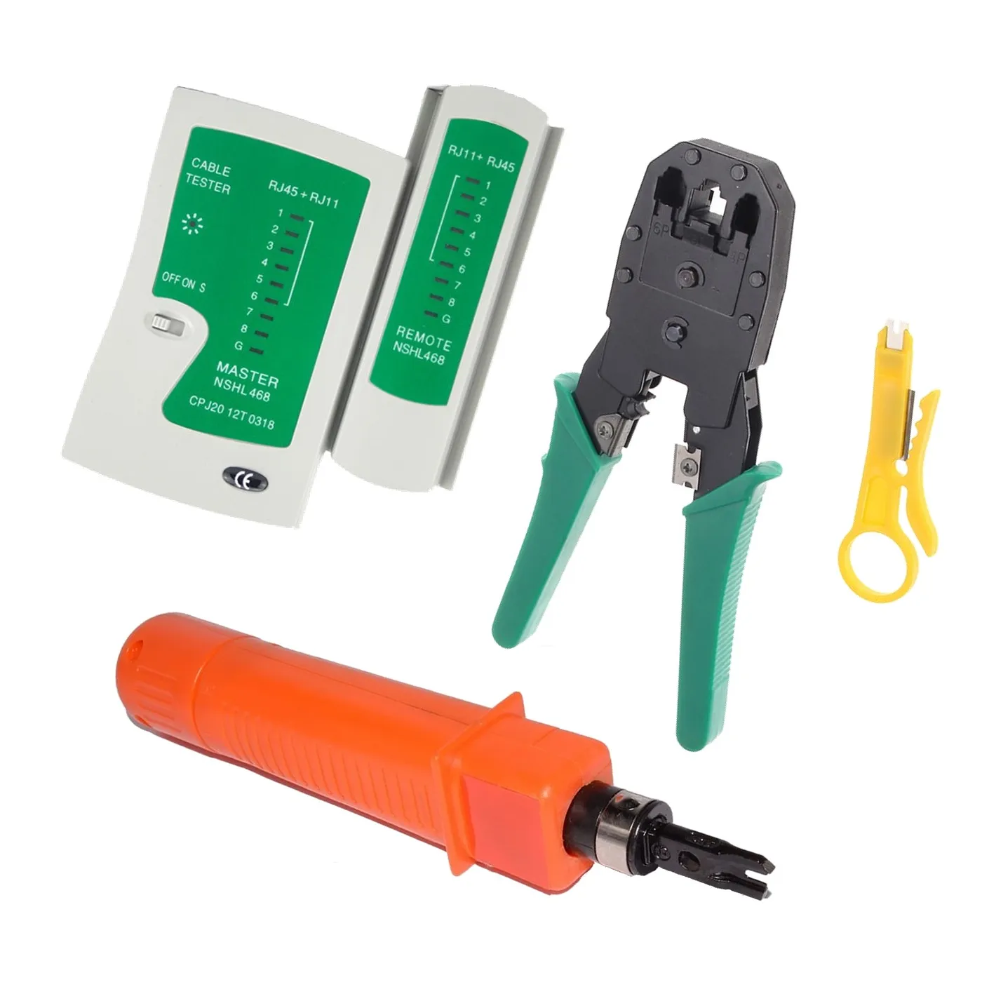 [020087] [KITRED-3PCS] Wireplus - Kit [1] Crimpeador + Ponchadora + Tester