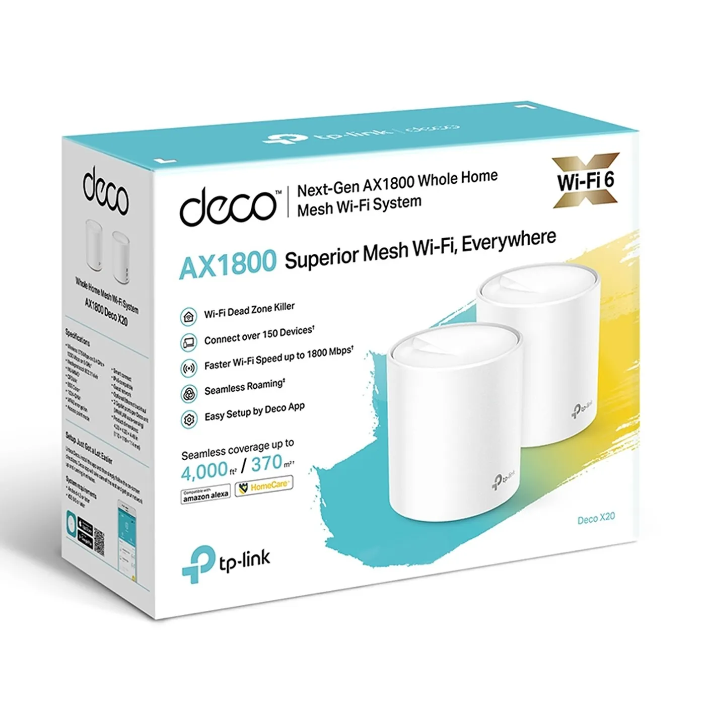 [020420] [DECO-X20-2PACK] TP-Link - Router Inalambrico WiFi Mesh Doble Banda AX1800 WiFi6 [2 Unidades]