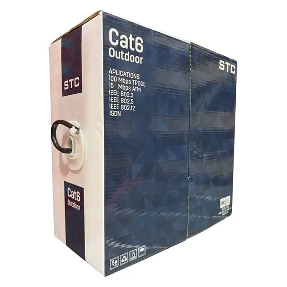 [020582] [STC-CAT6EXT-100] STC- Cable UTP CAT6 (Categoria 6) CCA Exterior (Negro) [Caja 100 Metros]