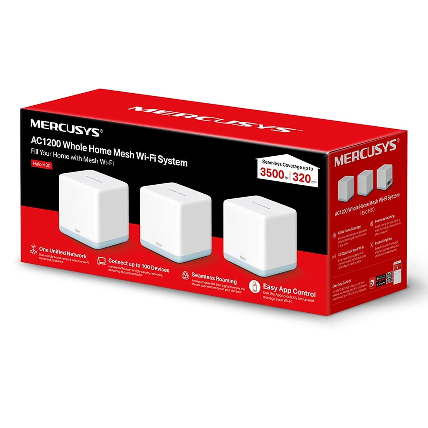 [020744] [HALO-H30G-3PACK] Mercusys - Router Inalambrico WiFi Mesh Doble Banda AC1300 [3 Unidades]