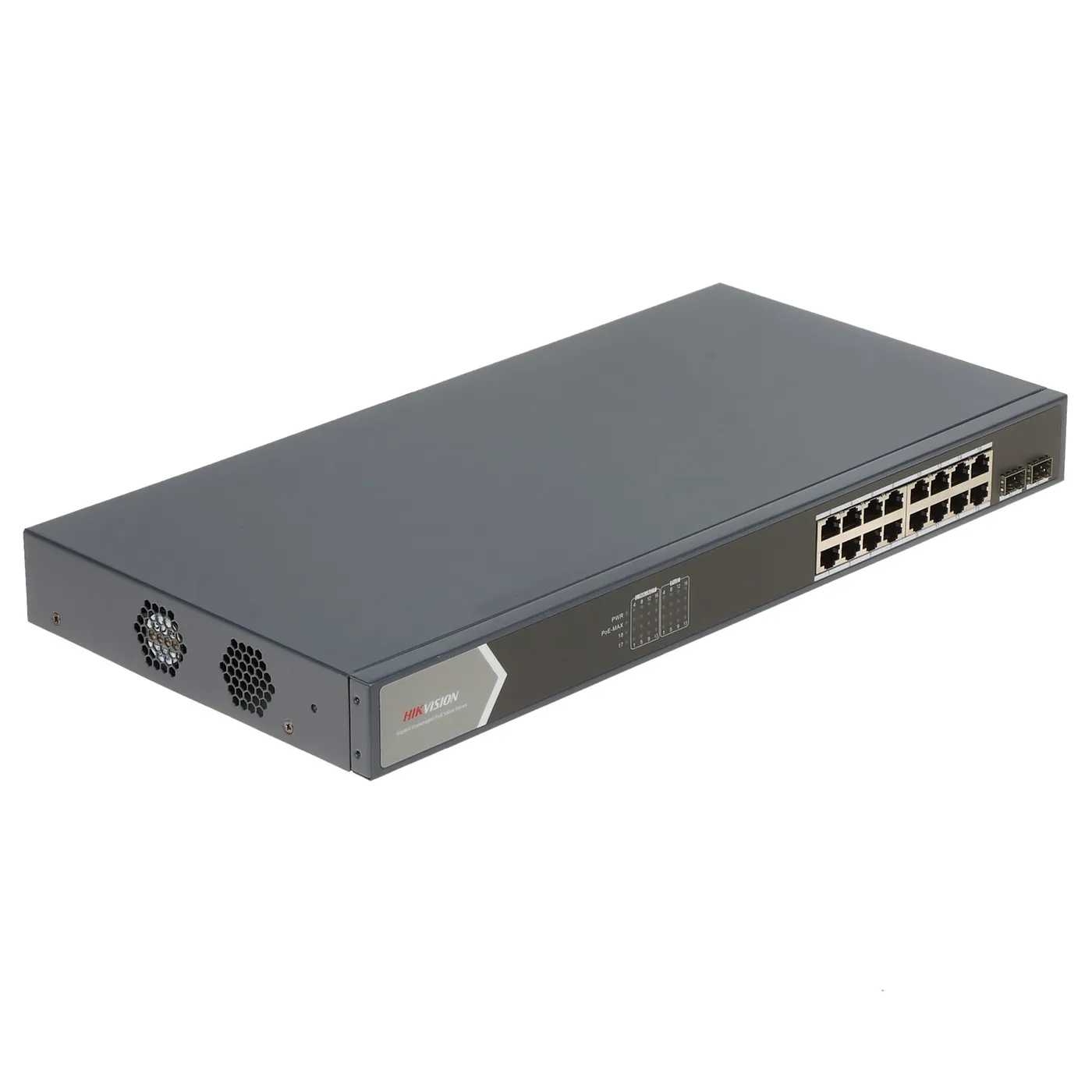 [020746] [DS-3E0518P-E/M] Hikvision - Switch POE 16 Puertos Gigabit + 2 Puertos Uplink