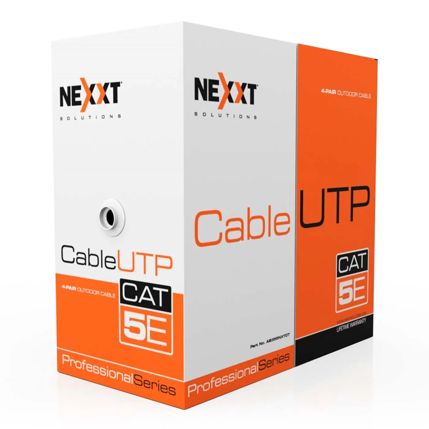 [020759] [AB355NXT07] Nexxt - Cable UTP CAT5e (Categoria 5e) 100% Cobre 24AWG CMX Exterior (Negro) [305m/1000ft]