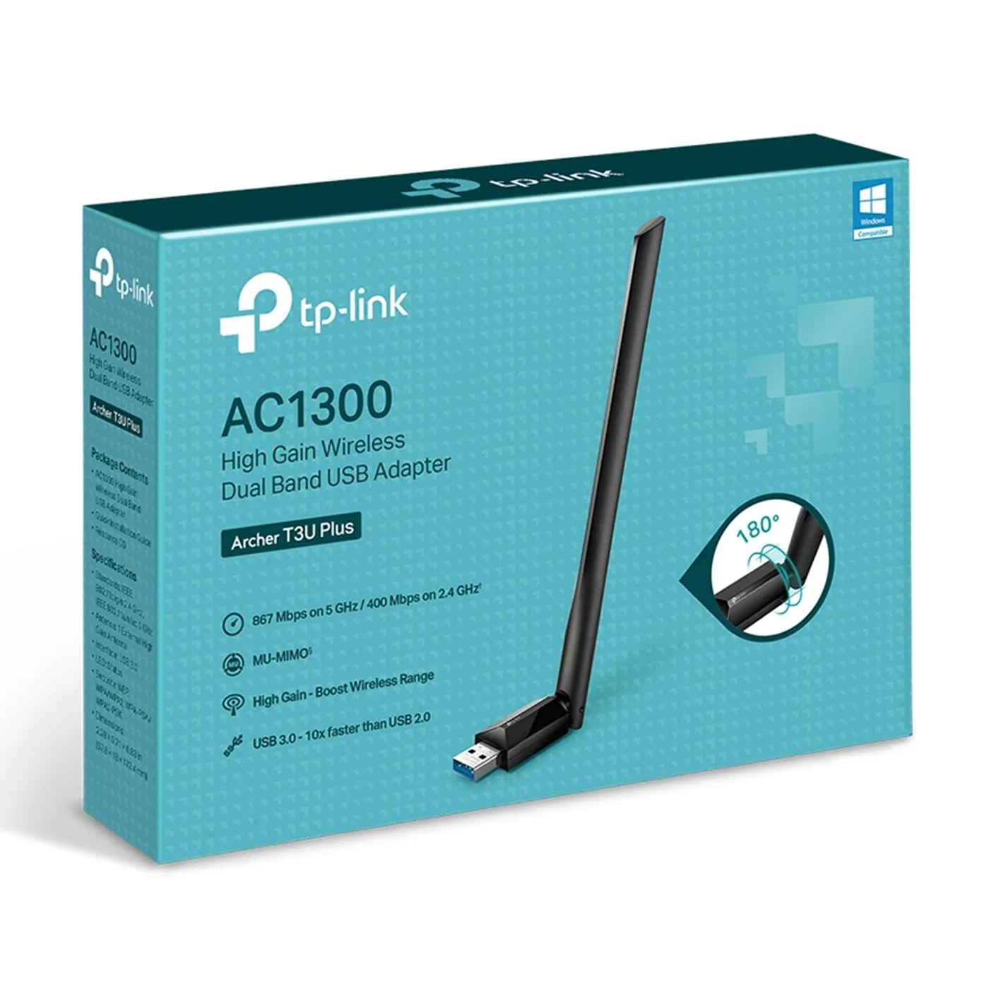 [020654] [T3U-PLUS-ARCHER] TP-Link - Adaptador USB Inalambrico WiFi Doble Banda de Alta Ganancia AC1300
