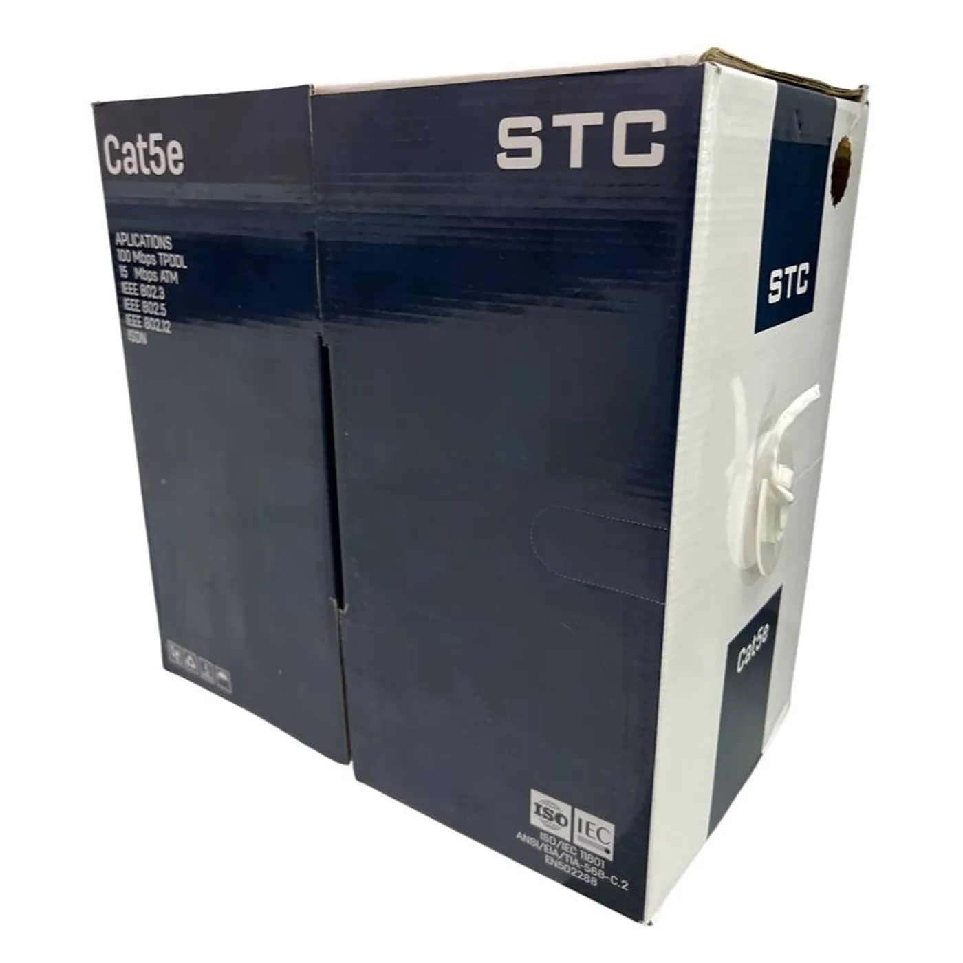 [020658] [STC-CAT5E-305W] STC- Cable UTP CAT5e (Categoria 5e) CCA Interior (Blanco) [Caja 305 Metros]