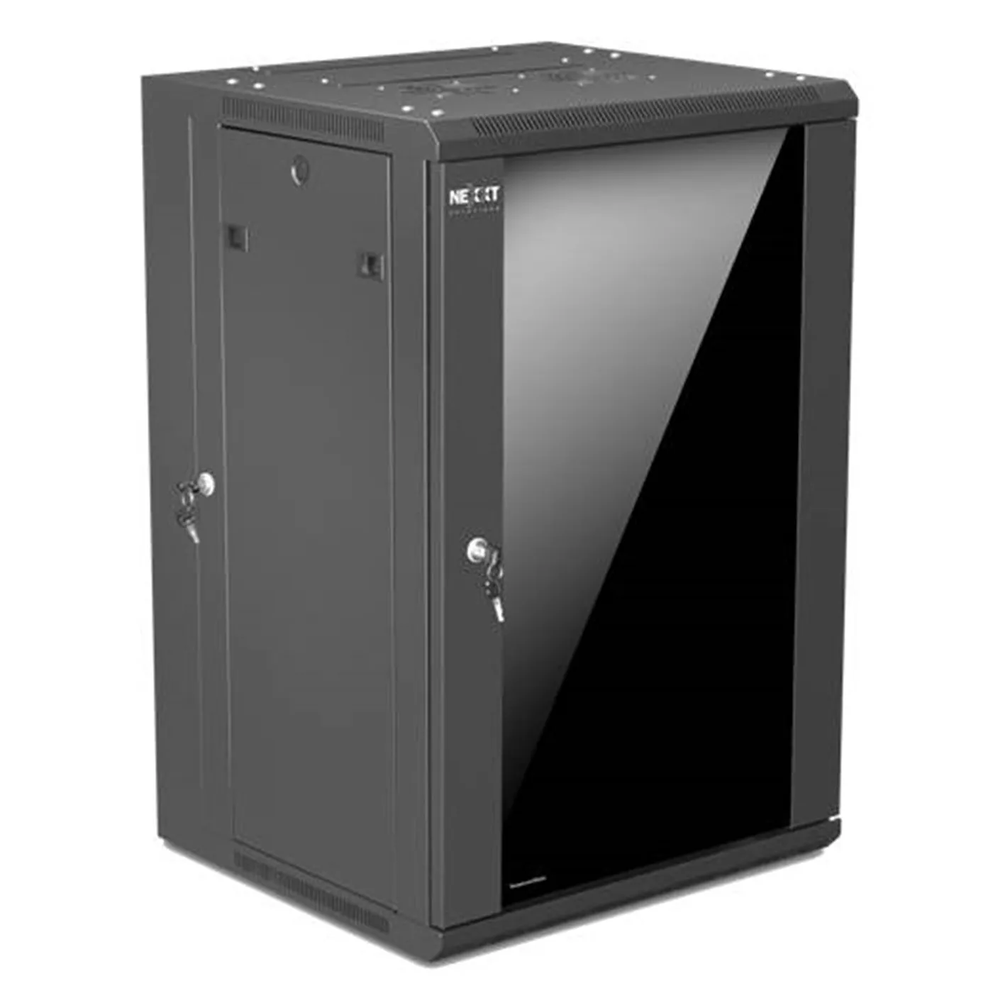 [020780] [AW222NXT05] Nexxt - Rack de Pared [18U] Cerrado Abatible con Puerta de Vidrio 600x550mm [Negro]