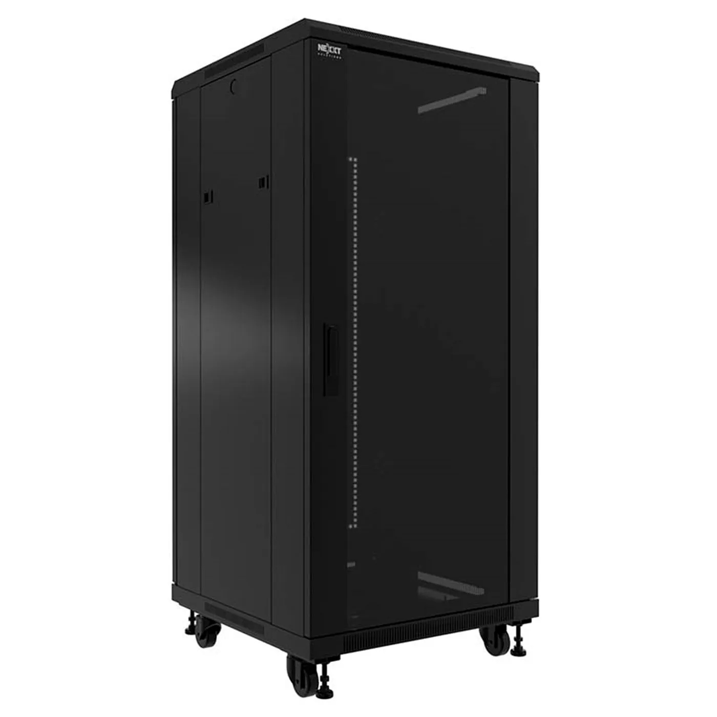 [020781] [AW222NXT11] Nexxt - Rack de Piso [27U] Cerrado con Puerta Frontal de Vidrio y Trasera de Malla 600x600mm [Negro]
