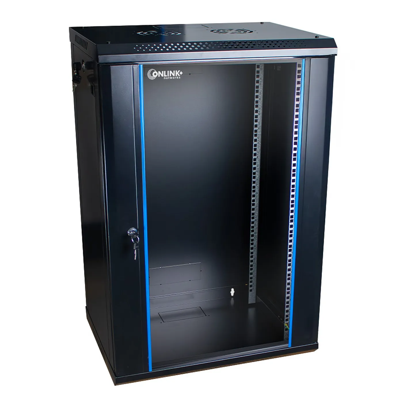 [020901] [WM6415-450-BLACK] Onlink - Rack de Pared [15U] Cerrado Fijo 600x450x769mm con 3 Cerraduras y Puerta de Vidrio [Negro]
