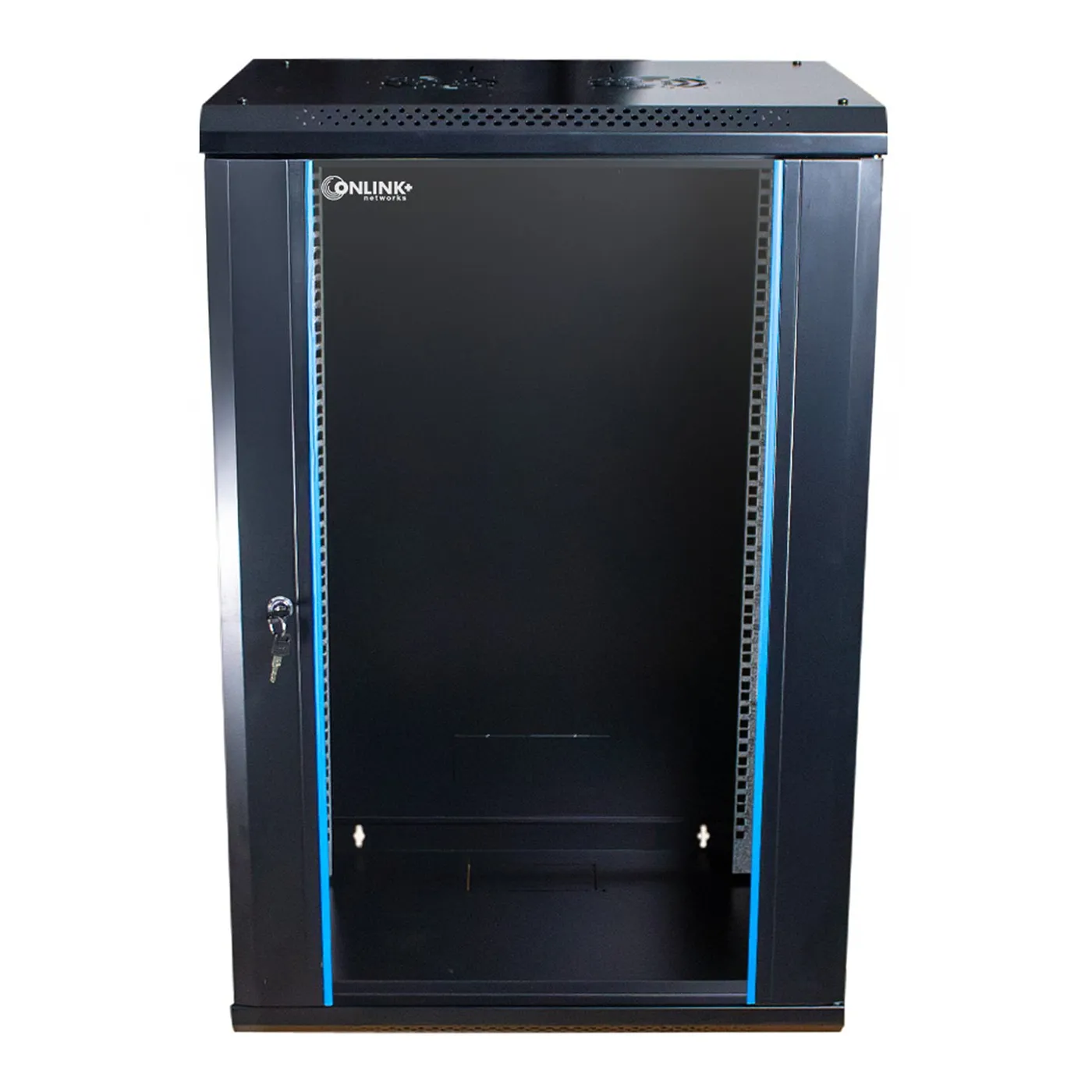 [020901] [WM6415-450-BLACK] Onlink - Rack de Pared [15U] Cerrado Fijo 600x450x769mm con 3 Cerraduras y Puerta de Vidrio [Negro]