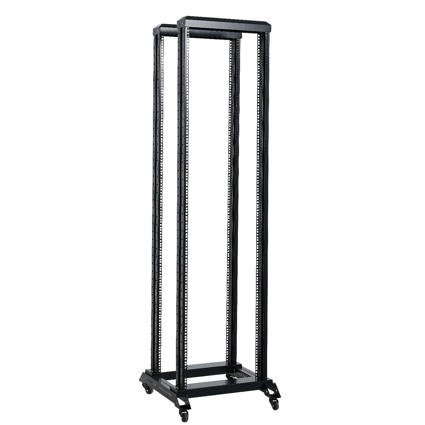 [020907] [OR4-42-BLACK] Onlink - Rack de Piso Abierto con Ruedas 42U 150Kg 4 Postes 600x2053mm