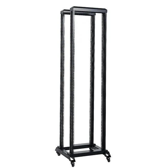 [020907] [OR4-42-BLACK] Onlink - Rack de Piso Abierto con Ruedas 42U 150Kg 4 Postes 600x2053mm