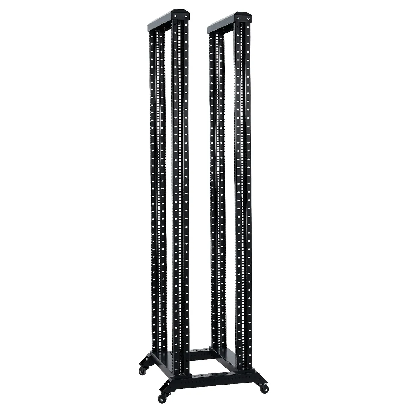 [020907] [OR4-42-BLACK] Onlink - Rack de Piso Abierto con Ruedas 42U 150Kg 4 Postes 600x2053mm