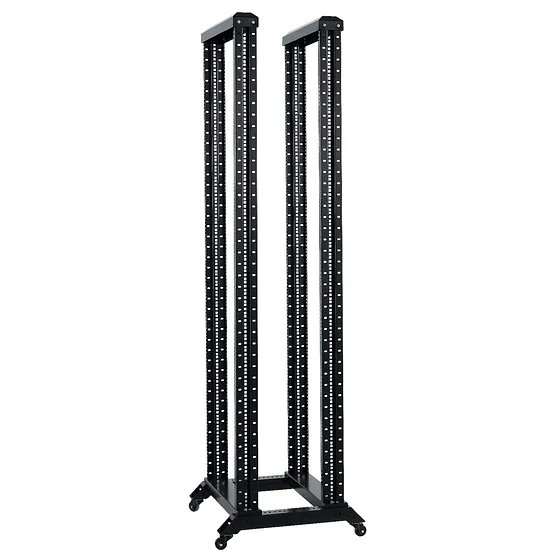 [020907] [OR4-42-BLACK] Onlink - Rack de Piso Abierto con Ruedas 42U 150Kg 4 Postes 600x2053mm