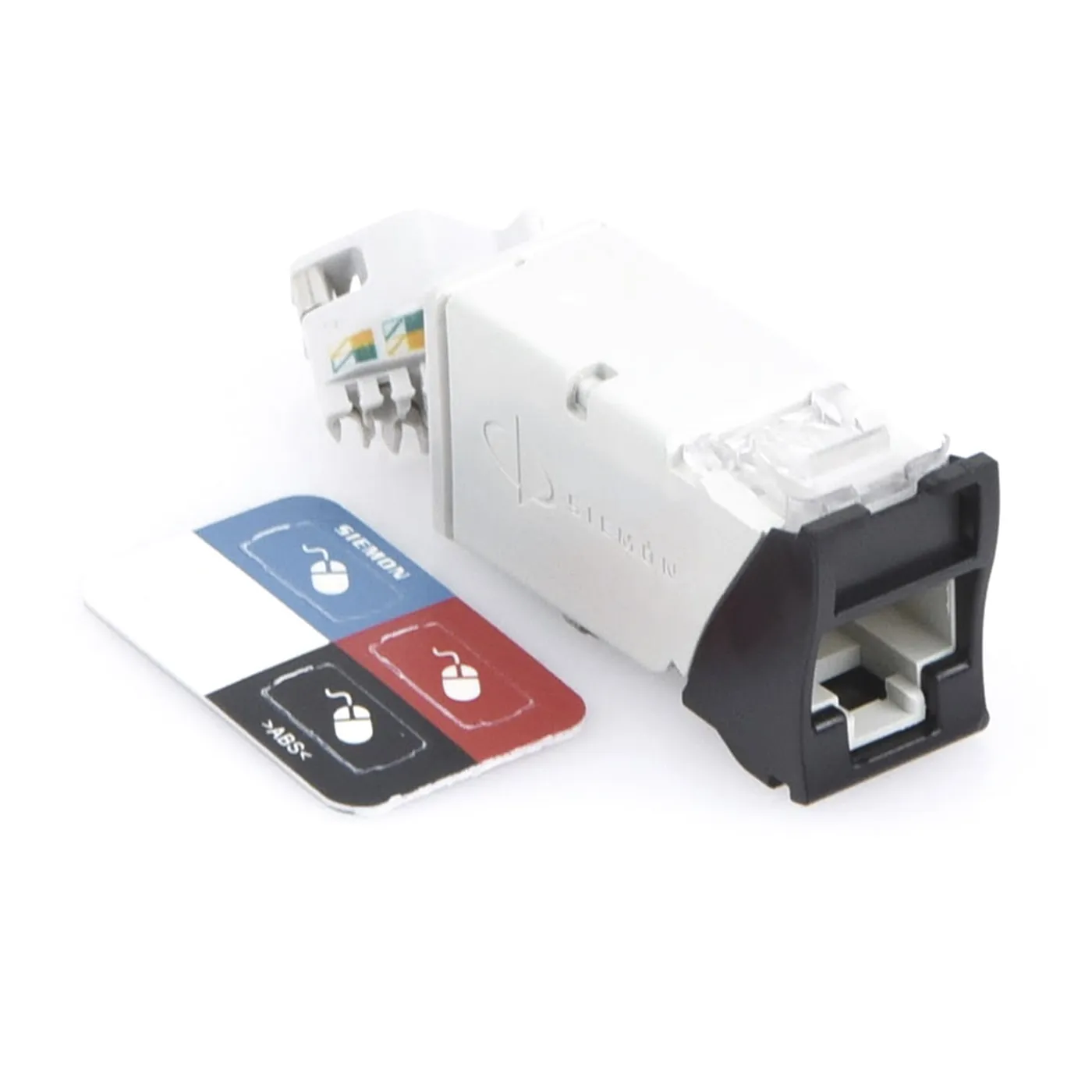 [020926] [Z6A-S01B] Siemon - Jack Coupler Z-MAX Cat6A Blindado Montaje híbrido en Placa de Pared [Plano y Angulado] Color Negro