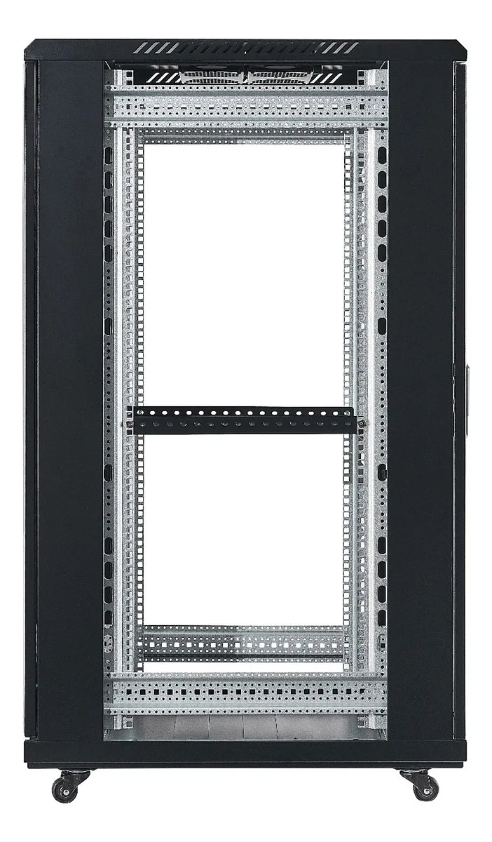 [020897] [AS6827-VDM/600x800-BLACK] Onlink - Rack de Piso [27U] Cerrado 600x800x1387mm con Puerta Frontal de Vidrio y Doble Puerta Trasera de Malla [Negro]