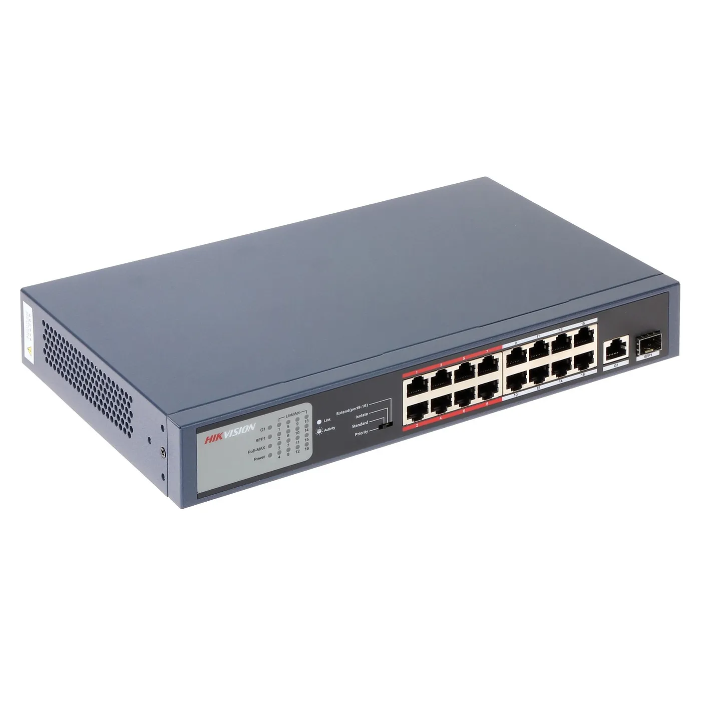 [020988] [DS-3E0318P-E/M] Hikvision - Switch POE 16 Puertos 10/100 Mbps + 1 Puerto Gigabit + 1 Puerto SFP