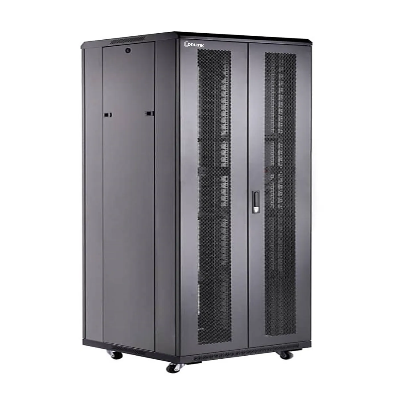 [021010] [AS6832-VDM/600x800-BLACK] Onlink - Rack de Piso [32U] Cerrado 600x800x1609mm con Puerta Frontal de Vidrio y Doble Puerta Trasera de Malla [Negro]