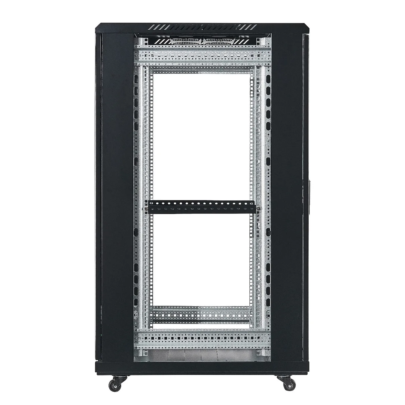 [021010] [AS6832-VDM/600x800-BLACK] Onlink - Rack de Piso [32U] Cerrado 600x800x1609mm con Puerta Frontal de Vidrio y Doble Puerta Trasera de Malla [Negro]