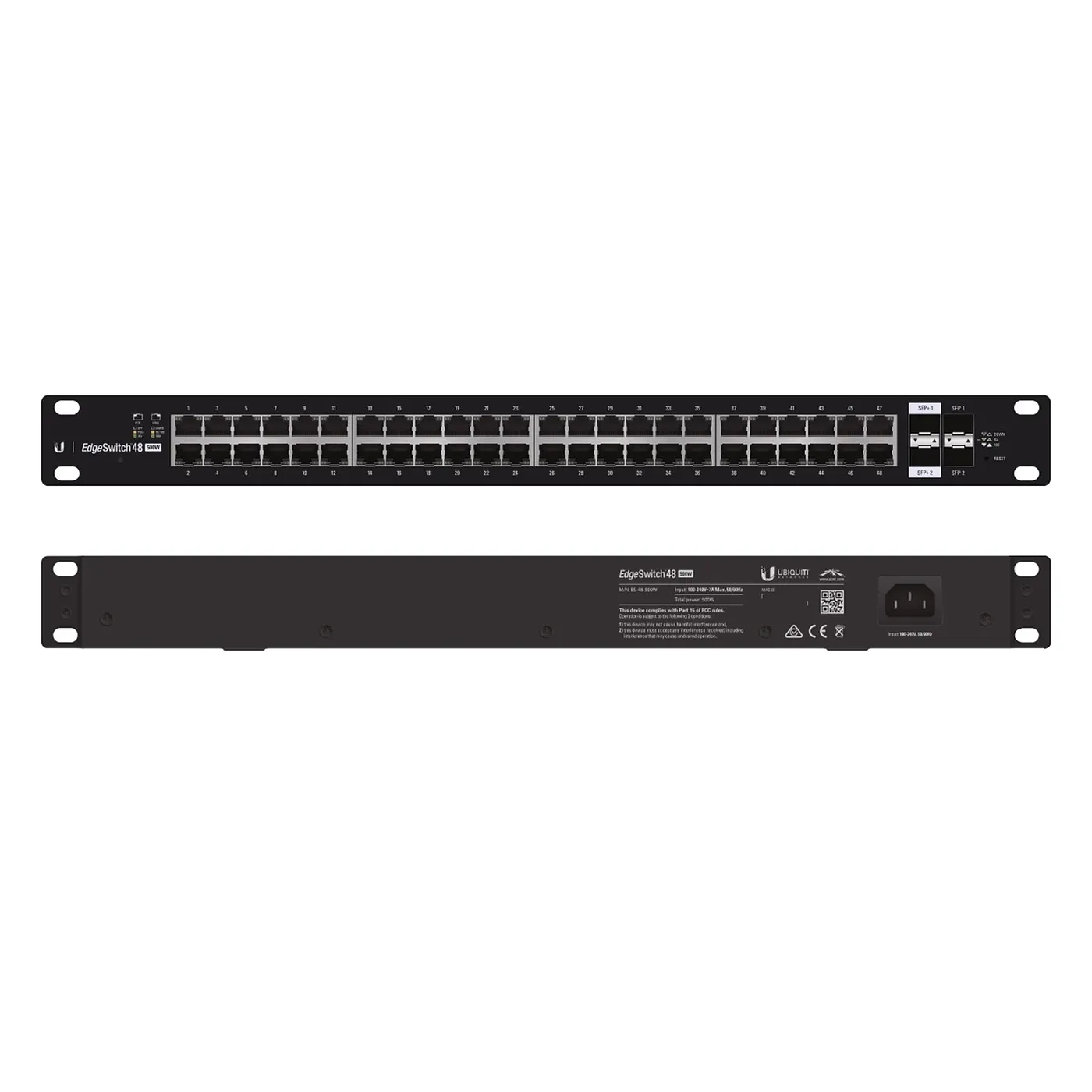 [021025] [ES-48-500W] Ubiquiti - Switch EdgeMAX Administrable de 48 Puertos Gibabit PoE+/PoE Pasivo 24V + 2 Puertos SFP + 2 Puertos SFP+ 500W