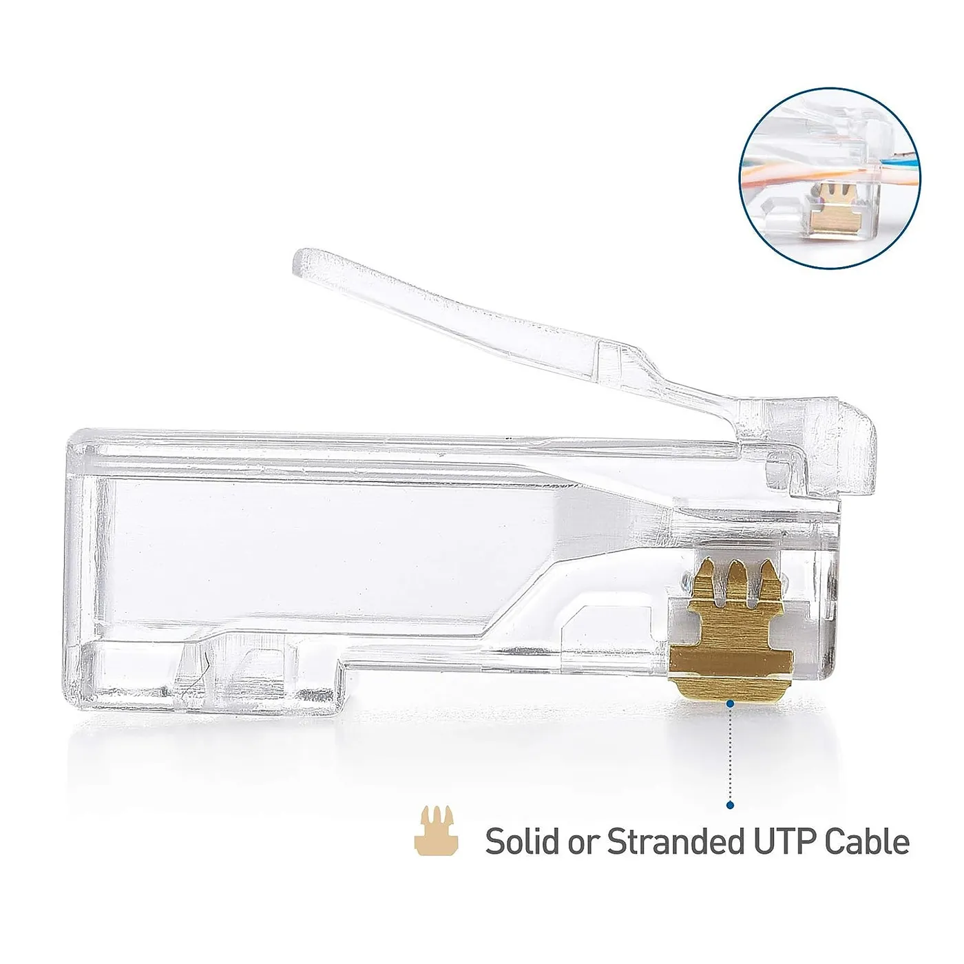 [020952] [CM-CAT6-100-PASS] Cable Matters - Conector Modular RJ45 CAT6 (Categoria 6) Pass-Through Pasante [100 Unidades]