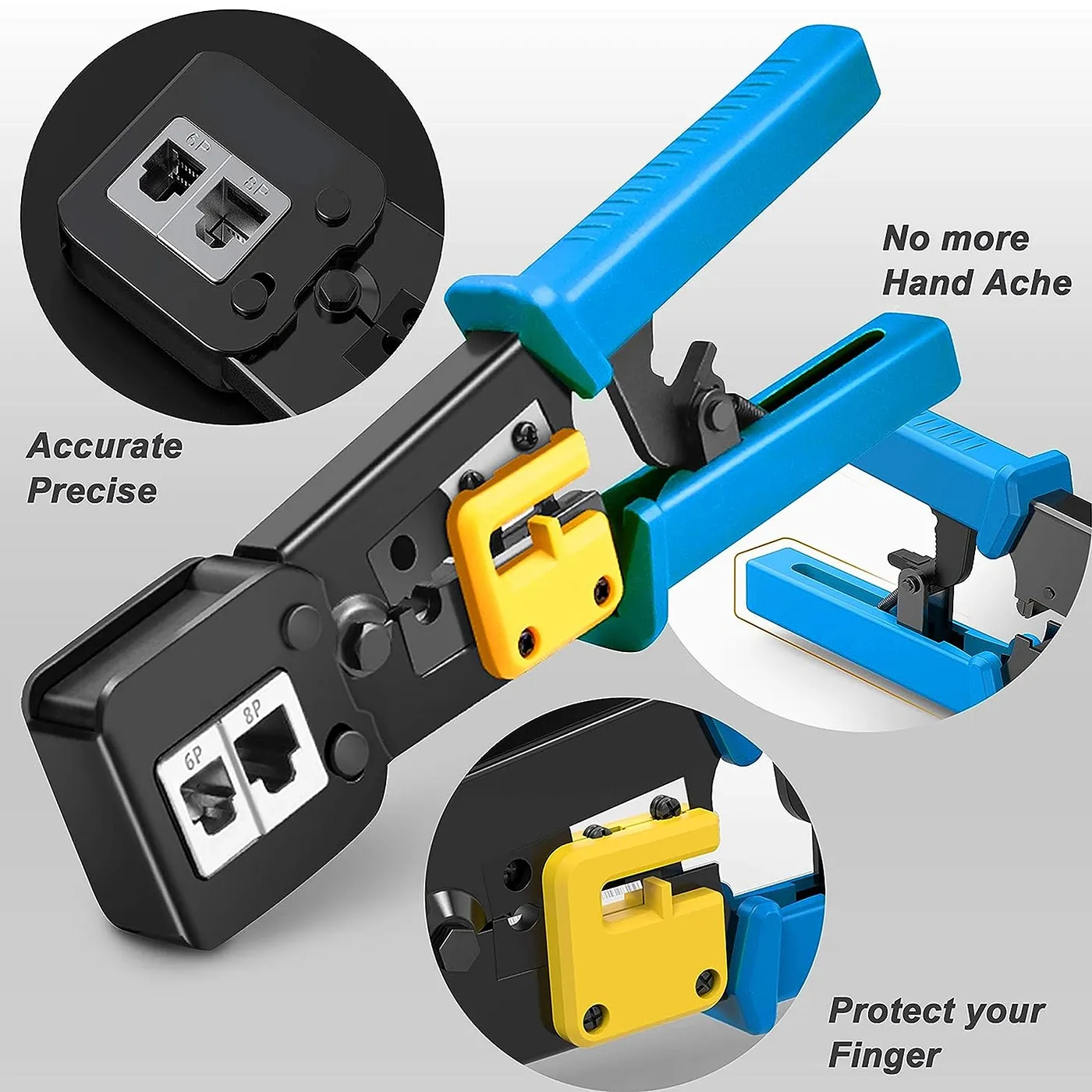 [020954] [CRI-PASS-RJ45/11/12] Yangoutool - Herramienta Crimpeador de Paso Regular y Final RJ45/RJ11/RJ12