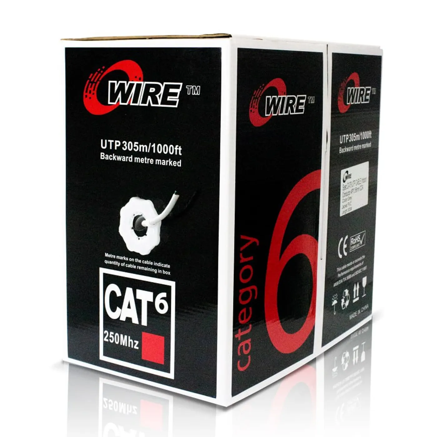 [020969] [ATO-CUC6INDCCA3] Owire - Cable UTP CAT6 (Categoria 6) CCA Interior (Gris) [Caja 305 Metros]