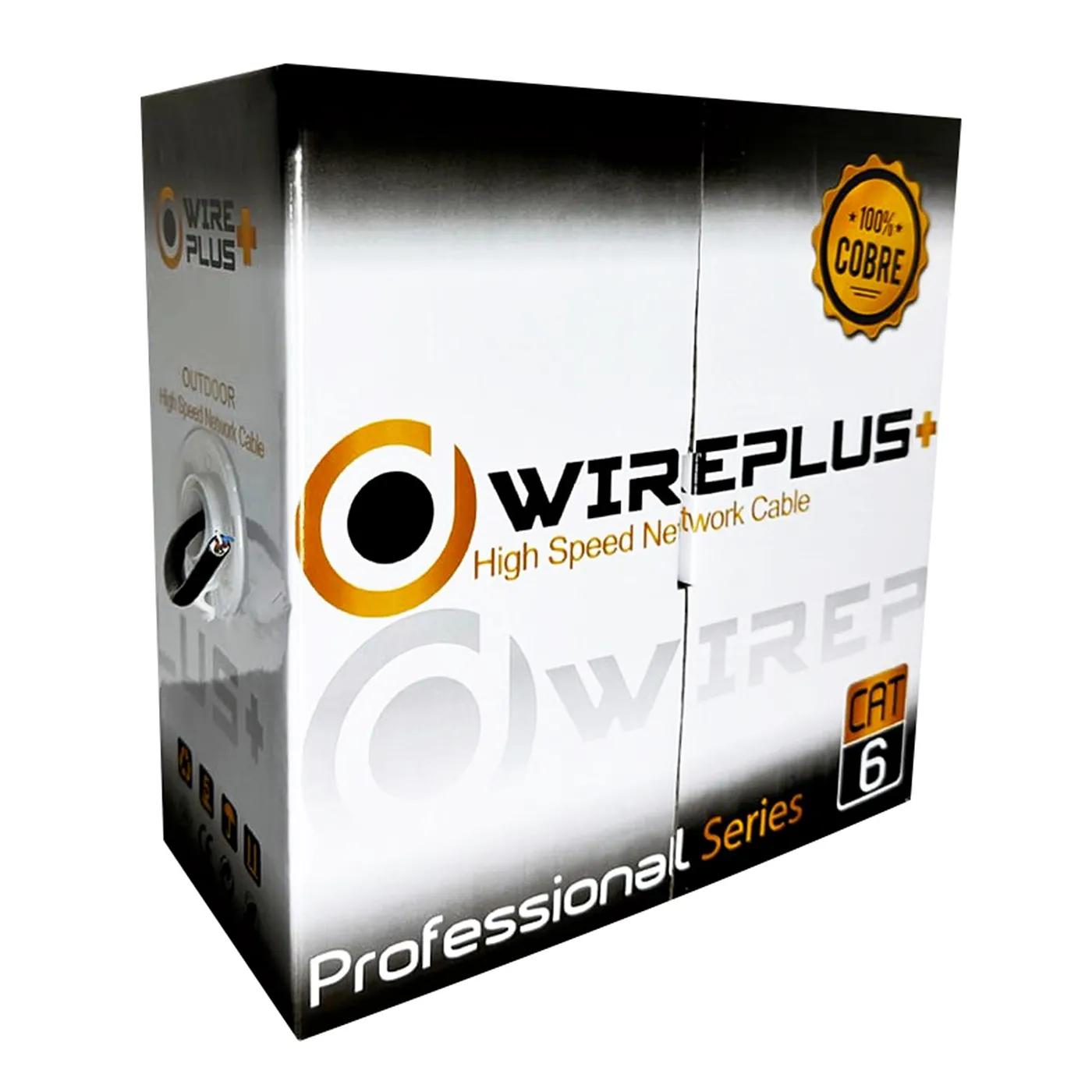 [021065] [CAB-UTP6-100-CO-OUT] Wireplus - Cable UTP CAT6 (Categoria 6) 100% Cobre Exterior (Negro) [Caja 100 Metros]