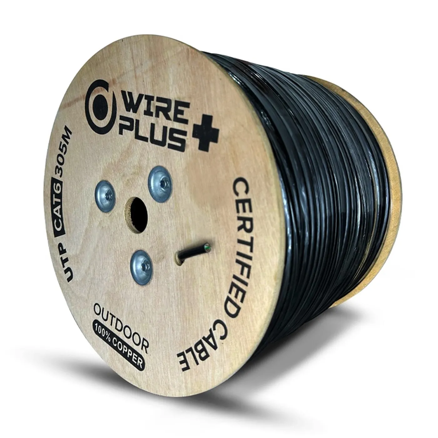 [021066] [CAB-UTP6-305-CO-OUT] Wireplus - Cable UTP CAT6 (Categoria 6) 100% Cobre Exterior (Negro) [Bobina 305 Metros]