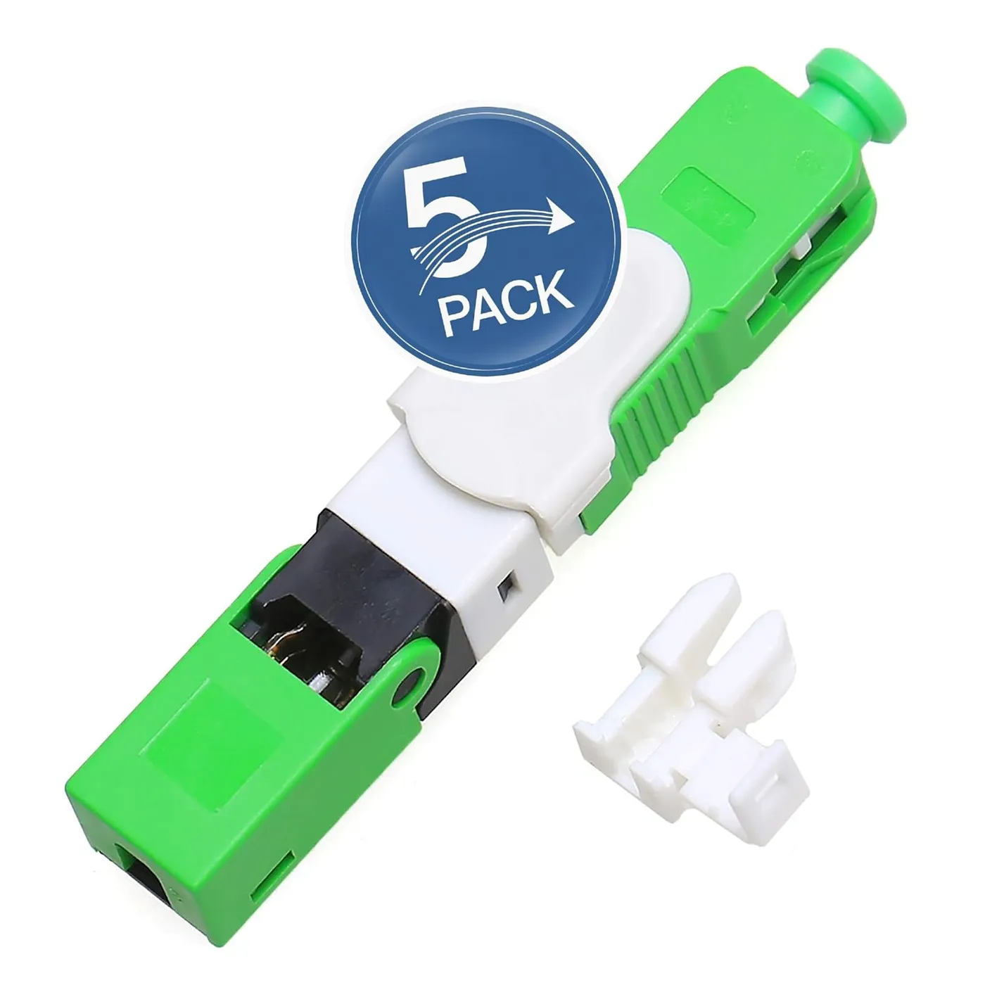 [021068] [WPF-CON-RAP-SCAPC-5UND] Wireplus - Conector Rapido de Fibra Optica FTTH SC-APC Verde [5 Unidades]