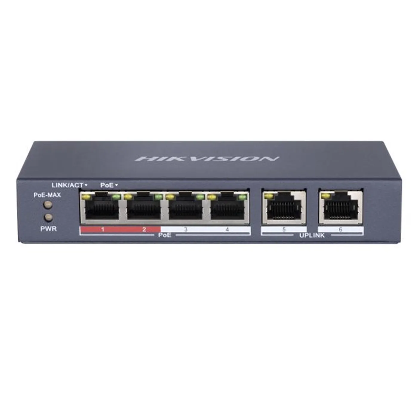[021075] [DS-3E0106P-E/M] Hikvision - Switch POE 4 Puertos a 10/100 Mbps + 2 Puertos 10/100 Mbps Uplink 35W
