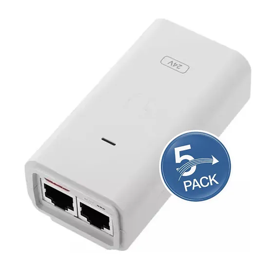 [021034] [POE-24-24W-5P] Ubiquiti - Adaptador PoE de 24VDC 1.0A 24W [Blanco] [5 Unidades]