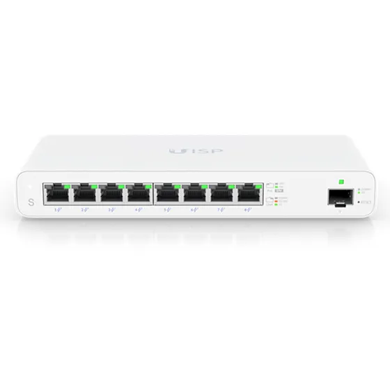 [021047] [UISP-S] Ubiquiti - Switch de 8 Puertos Gigabit con PoE pasivo de 27V y 1 Puerto SFP