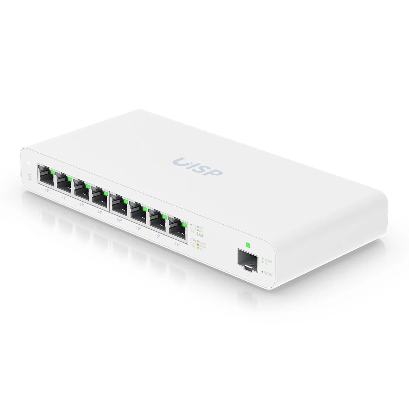 [021047] [UISP-S] Ubiquiti - Switch de 8 Puertos Gigabit con PoE pasivo de 27V y 1 Puerto SFP