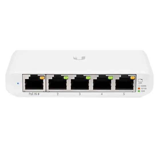 [021051] [USW-FLEX] Ubiquiti - Switch GigaBit PoE de 5 Puertos para Interiores / Exteriores con Soporte de Alimentación de Entrada 802,3bt