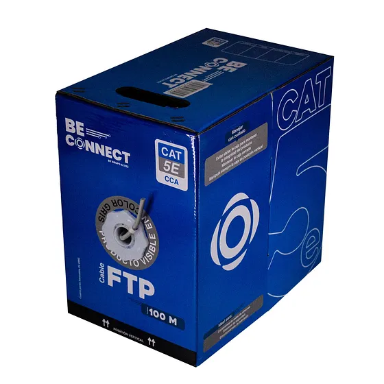 [021195] [ATB-CFC5INDCCA1] Beconnect - Cable FTP Apantallado CAT5e (Categoria 5e) CCA Interior (Gris) [Bobina 100 Metros]