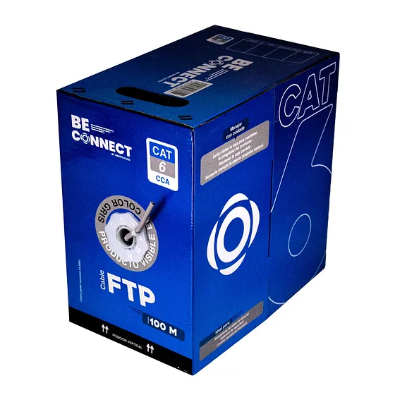 [021199] [ATB-CFC6INDCCA1] Beconnect - Cable FTP Apantallado CAT6 (Categoria 6) CCA Interior (Gris) [Bobina 100 Metros]