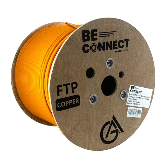 [021203] [ATB-CFC6AINDCOP3] Beconnect - Cable FTP Apantallado CAT6A (Categoria 6A) 100% Cobre Interior (Naranja) [Bobina 305 Metros]