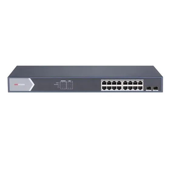 [021247] [DS-3E1518P-SI] Hikvision - Switch POE 16 Puertos Gigabit Puertos POE + 2 Puerto Fibra Optica Gigabit