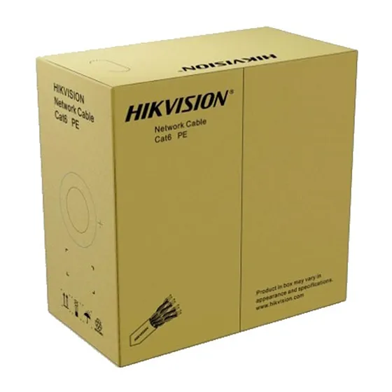 [021248] [DS-1LN6OUSPE] Hikvision - Cable U/UTP CAT6 (Categoria 6) 100% Cobre 0.55mm Exterior (Negro) [Caja 305 Metros]