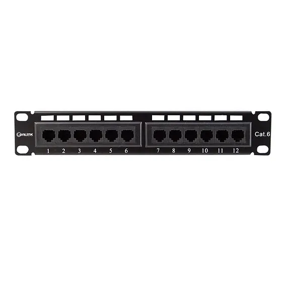 [021150] [PN-UTP612-Mini] Onlink - Mini Patch Panel 12 Puertos 10" 1U CAT6 (Categoria 6)