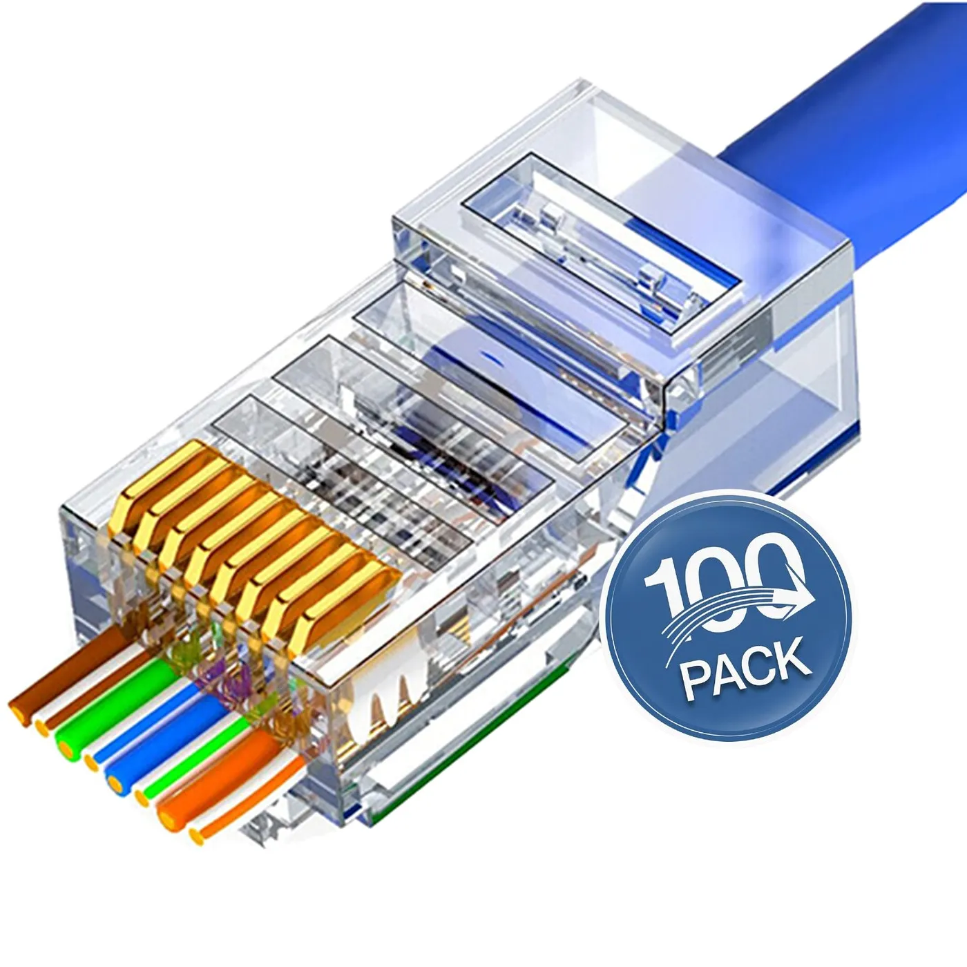 [021159] [WP-RJ45CAT5-EZ] Wireplus - Conector RJ45 EZ CAT5e (Categoria 5e) Pass-Through Pasante [100 Unidades]