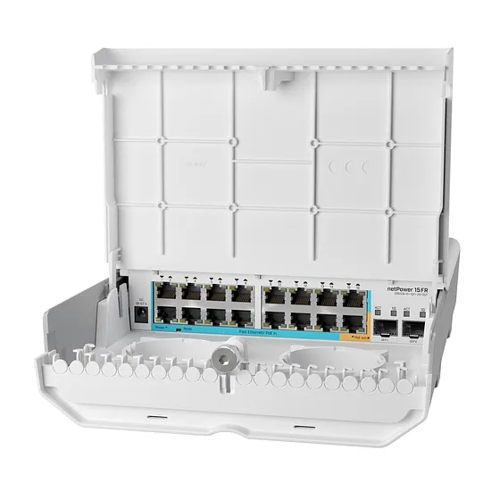 [021297] [CRS318-1Fi-15Fr-2S-OUT] Mikrotik - Switch Exterior de 18 Puertos con 15 Puertos PoE Inversos y SFP
