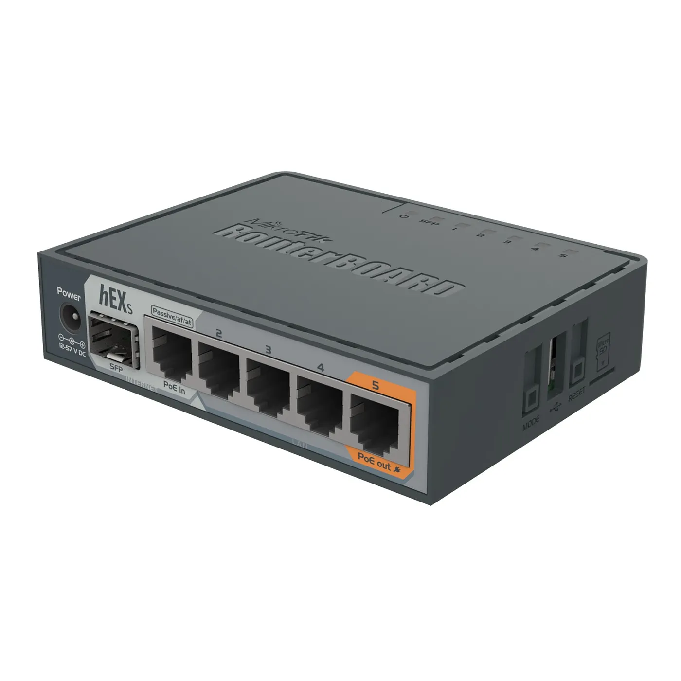 [021267] [RB760iGS] Mikrotik - (hEX S) Router Dual Core 5 Puertos Gigabit 1 Puerto SFP PoE in PoE Out