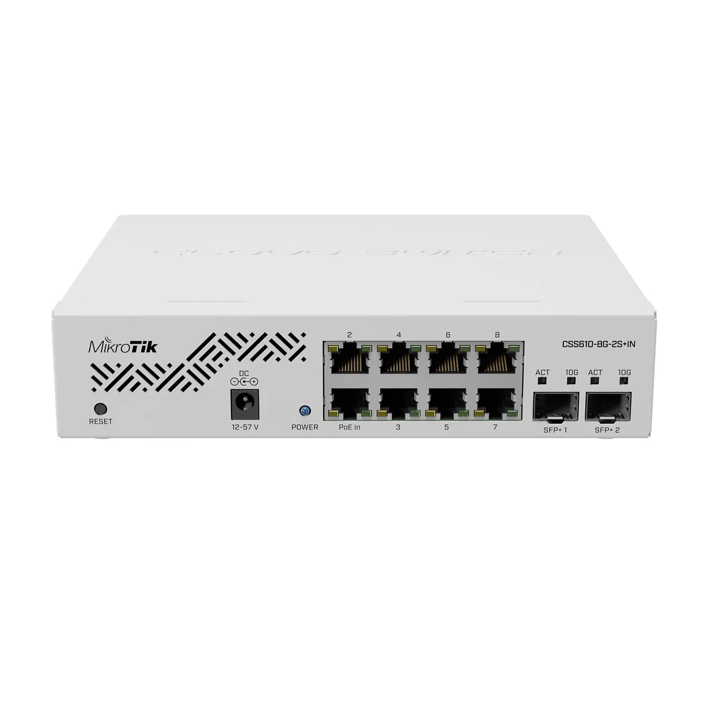 [021286] [CSS610-8G-2S+IN] Mikrotik - Switch Smart con SwitchOS 8 Puertos Gigabit 2 Puertos SFP+ 10G Desktop/Rack