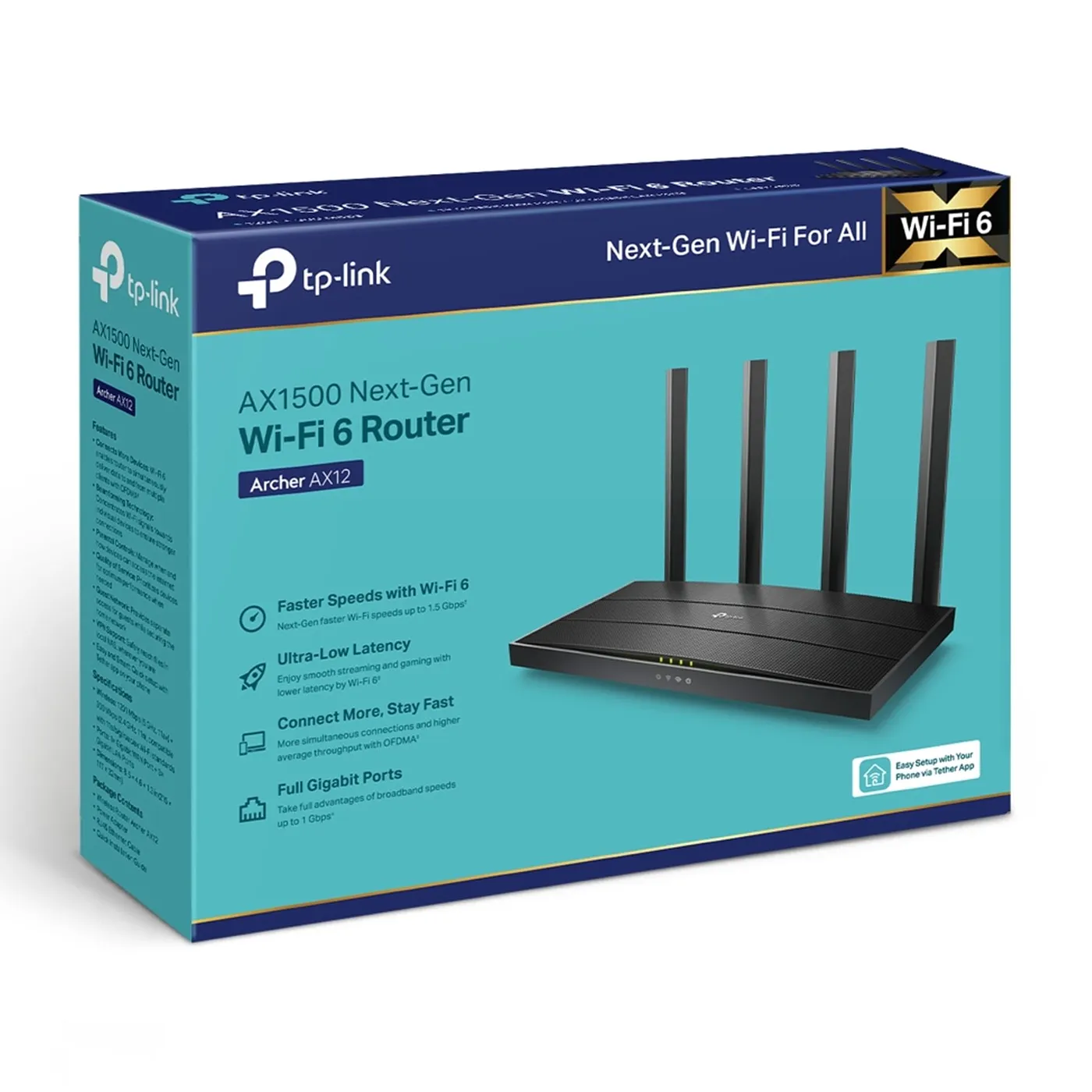 [021373] [AX12-ARCHER] TP-Link - Router Inalambrico WiFi Doble Banda AX1500 WiFi6 4 Antenas