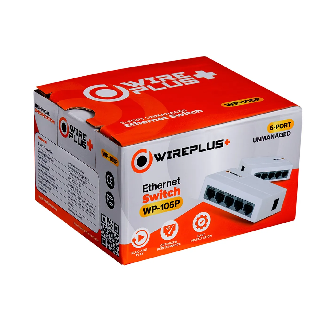 [021377] [WP-105P] Wireplus - Switch de Escritorio de 5 Puertos a  a 10/100 Mbps