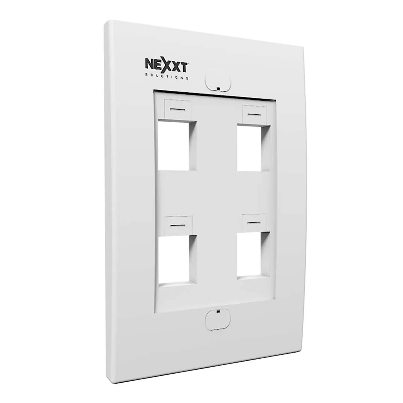 [021513] [AW160NXT04] Nexxt - Face Plate Placa Frontal de Pared para Keystone 4 Puertos [Blanco]