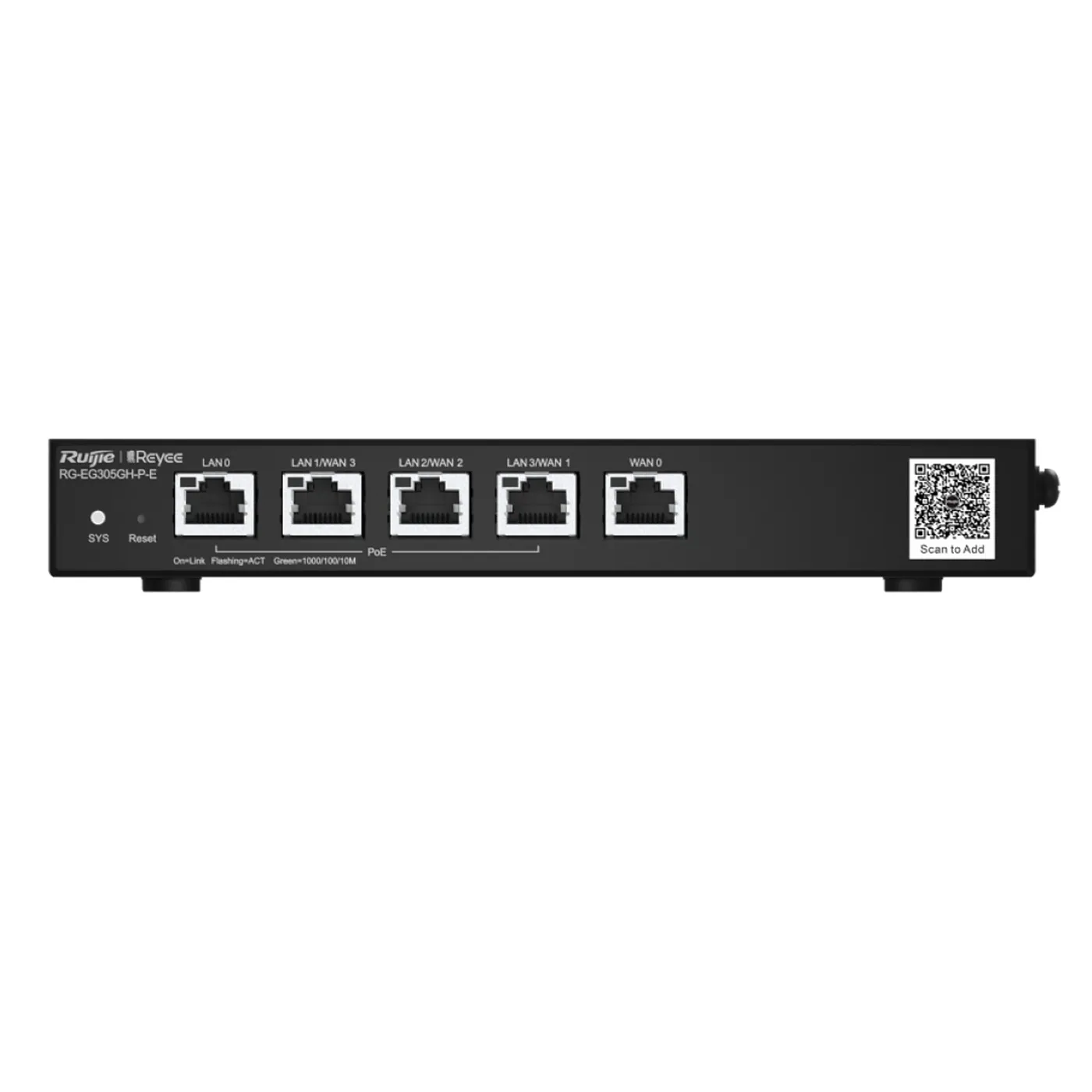 [021543] [RG-EG305GH-P-E] Ruijie/Reyee - SMB Router de Oficina PoE 5 Puertos de Alto Rendimiento 1.5 Gbps Hasta 300 Clientes 4 PoE 64 Túneles VPN